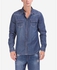 Ravin Men Blue Denim Long Sleeve Plain Shirt