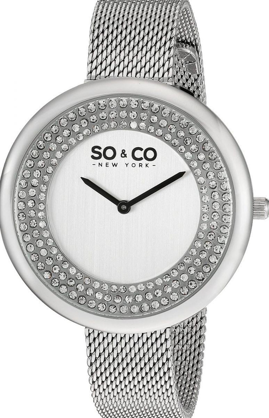 SO&CO New York Soho Women's Silver Dial Stainless Steel Mesh Band Watch - 5259.1