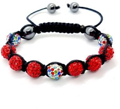 Shamballa Bracelet with 9 Crystal Disco Ball Beads and Adjustable Cord String