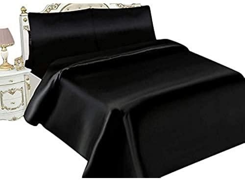 AlKhaligia Group - Sbs2 Satin Bed Sheet Set - 5 Pieces, Black
