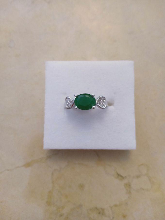 Ring - Green - Silver Plated