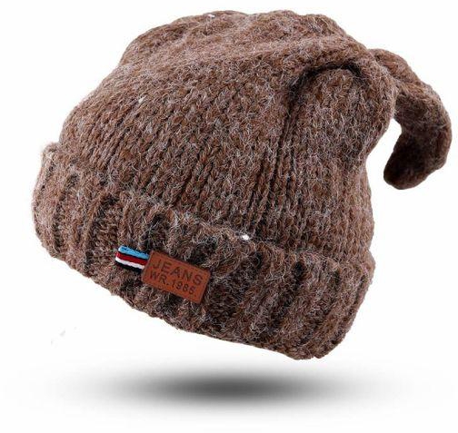 Baby Ice Cap - Wool Lined With Fur- Brown Color .