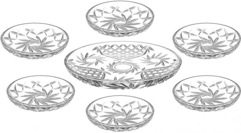 Bohemia Glass Dessert Plates Set Of 7 - Clear