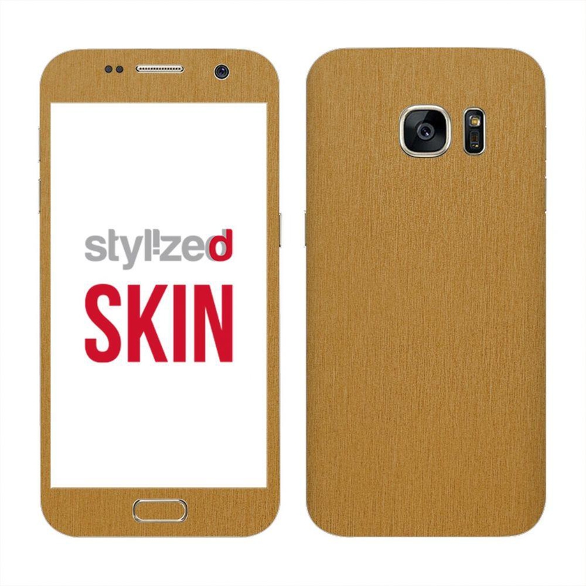 Stylizedd Premium Vinyl Skin Decal Body Wrap for Samsung Galaxy S7 - Brushed Gold