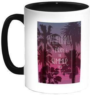 Enjoy The Summer Time Printed Coffee Mug Black/White/Purple 11ounce