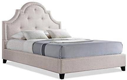 A to Z Furniture - Stiefvater Beige Linen Modern Platform Bed King Without Mattress