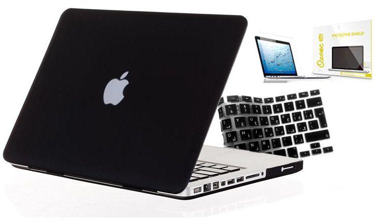 Macbook Pro 13 Inches Retina 3 In 1 Combo Of Case, Arabic Uk Keyboard & Ozone Screen Guard -  Black