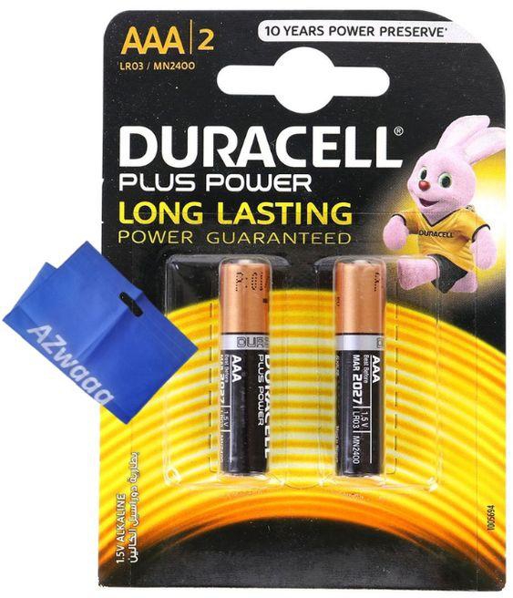 Duracell PLUS POWER Batteries AAA Alkaline ,1.5v ,2 Batteries + Azwaaa Gift