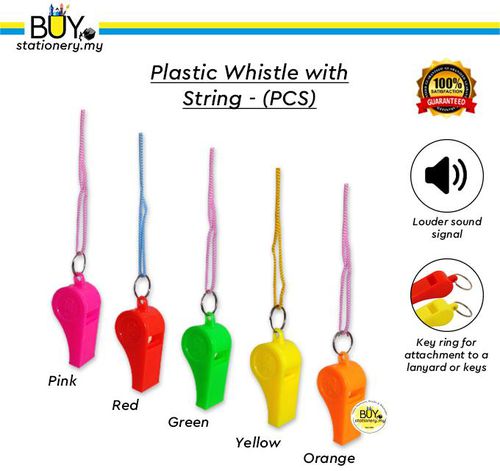 Buystationery Plastic Whistle with String – PCS (5 Colors)