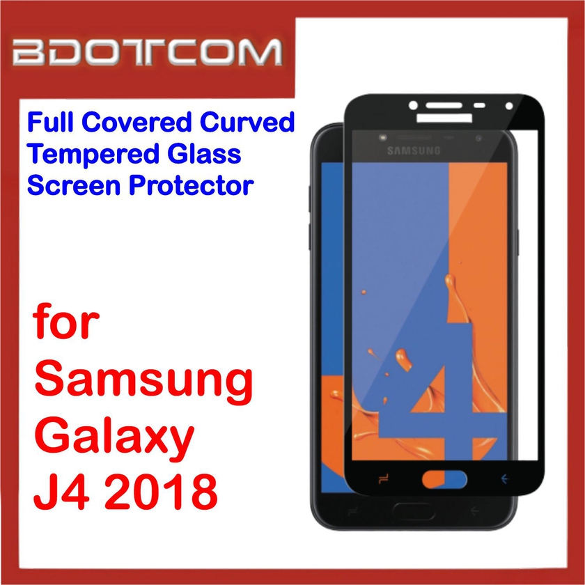 Bdotcom Full Covered Glass Screen Protector for Samsung Galaxy J4 2018 (Black)