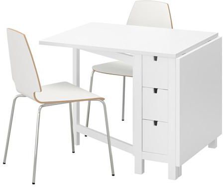 NORDEN / VILMARTable and 2 chairs, white, white