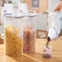 4pcs Cereal & Dry Food Storage Containers with Measuring Cup, Airtight Plastic Kitchen Storage Organizer, Clear Food Storage Box for Flour, Sugar, Rice | BPA Free Container with Locking Lids