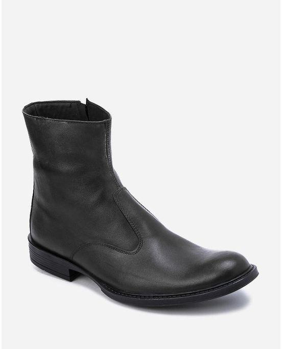 Artwork Leather Half Boots - Black
