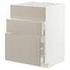METOD / MAXIMERA Base cab f sink+3 fronts/2 drawers, white/Bodbyn grey, 60x60 cm - IKEA