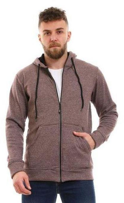 Andora Inner Velour Hooded Sweatshirt - Heather Brown