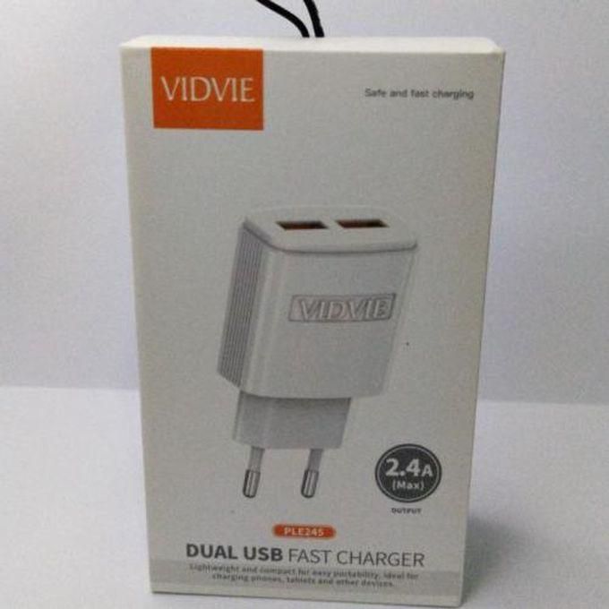 Vidvie Fast Charger DUAL USB Micro Cable Included - Color -white