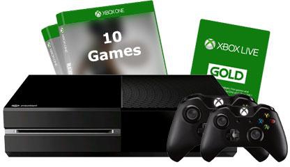 Microsoft Xbox One 1TB Bundle with 10 Games, 2 Controllers, 3 Month Live Gold with Carry Case