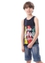 Andora Navy Blue Printed Round Neck Tank Top For Kids