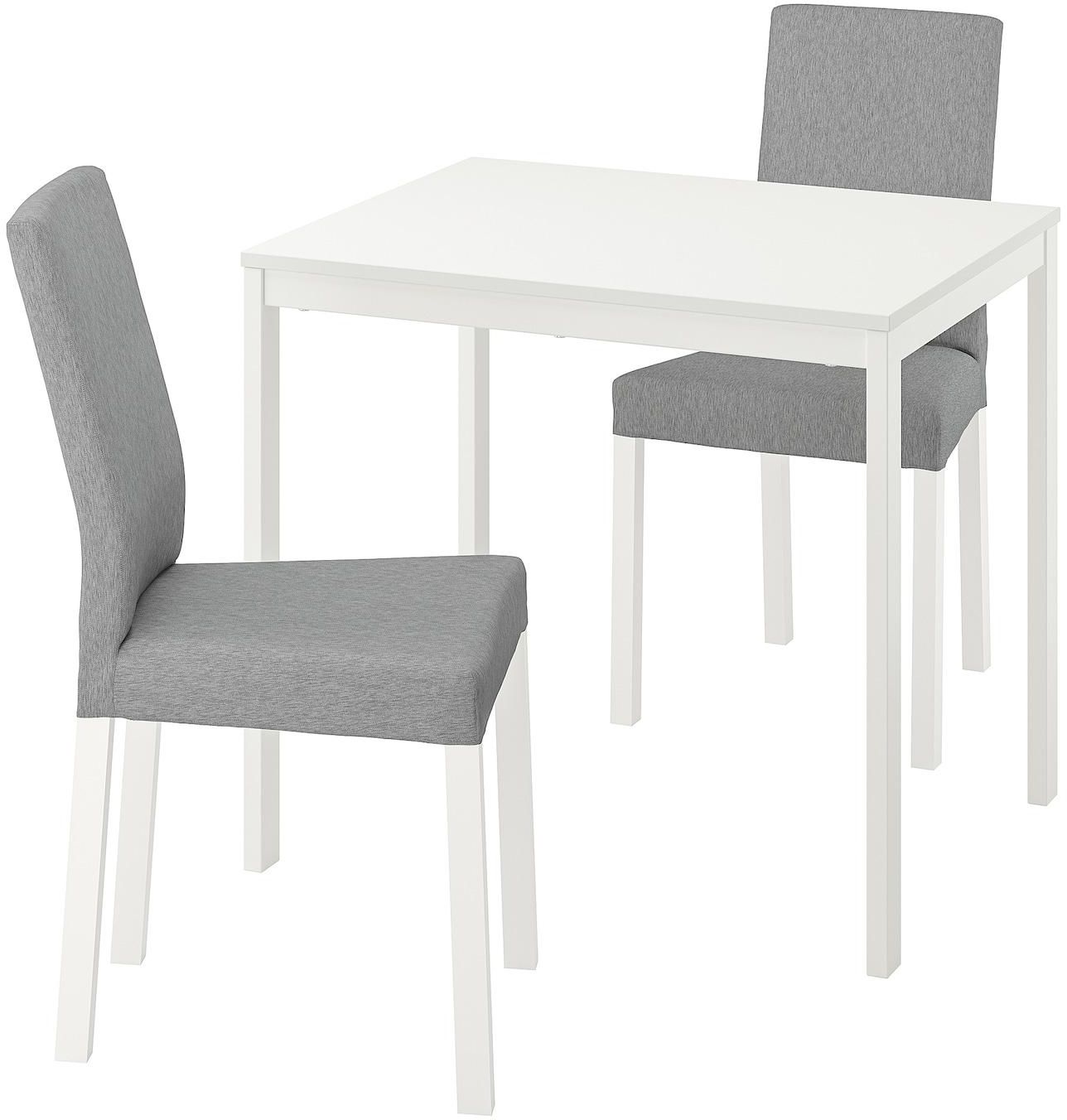 VANGSTA / KÄTTIL Table and 2 chairs - white/Knisa light grey 80/120 cm