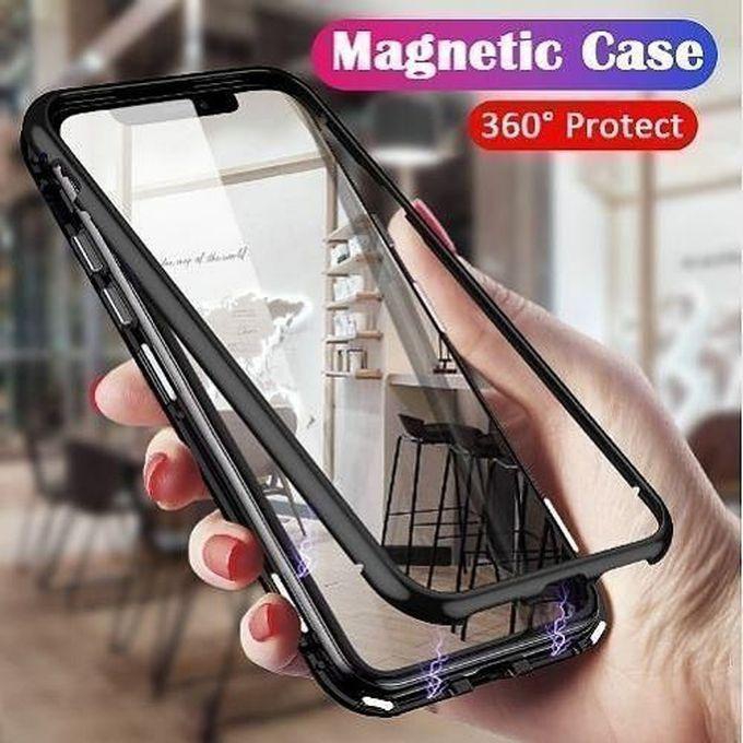Magnetic Adsorption Flip Case For Samsung Galaxy A30 Clear Tempered Glass Back Cover Metal Bumper Protective Cover
