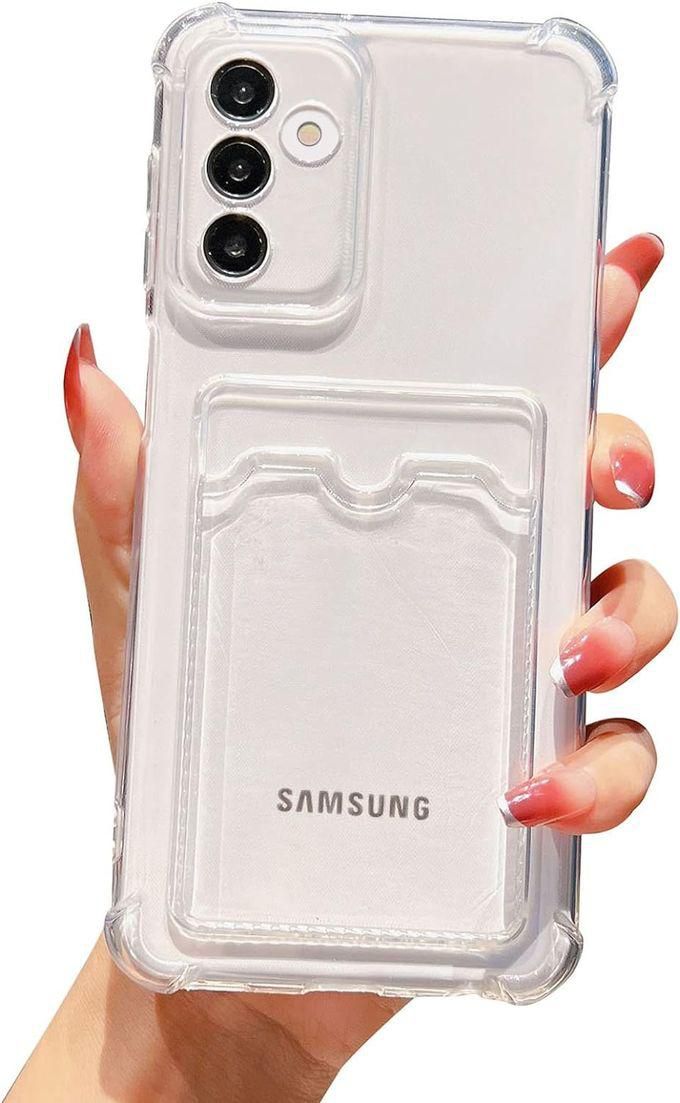 TenTech Transparent Cover With Shockproof Corners With Card Holder - Card Holder - Heat-resistant Polyurethane Card Holder For Samsung Galaxy A34 - Transparent