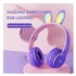 Rabbit Ear Headphone B12 New Wireless Cute Bluetooth Earphone With LED Light purple