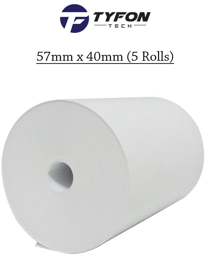 Tyfontech Thermal Receipt Printer Paper Roll 57mm x 40mm (5 Rolls)