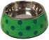 Nutrapet Applique Melamine Round Pet Bowl - Green & Blue Polka - Large - 700/23.6 ml/oz (22 x 7.5 cm)