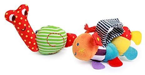 Edtech Baby Wrist Rattles Set,Snail caterpillar Themed for Babies 0-6 Months, Baby Rattle Socks for Infant, Baby Toys 0-3 Months, Newborn Gift for Boys Girls(2 PCS)
