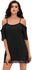 Black Off Shoulder Chiffon Mini Dress