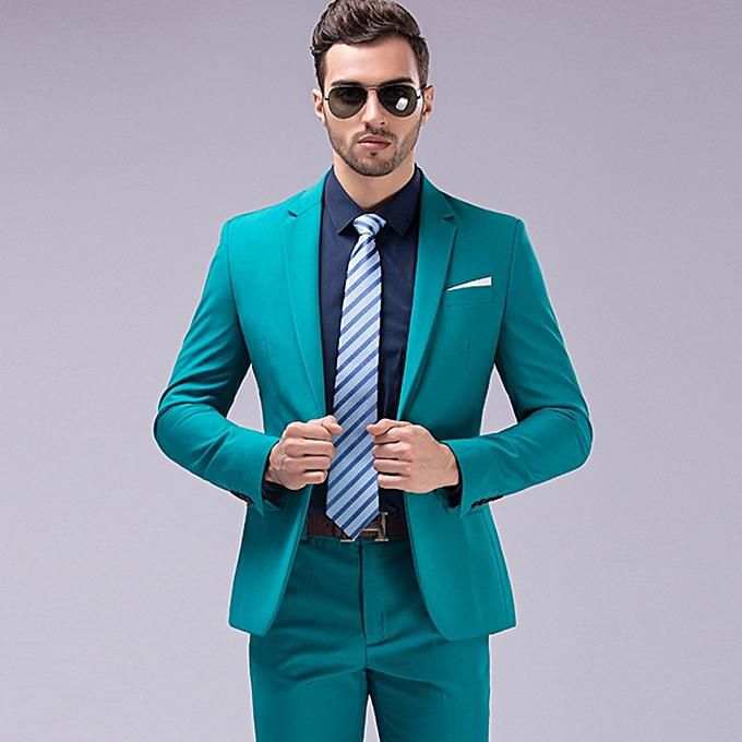Generic Man High Quality 2-piece Bridegroom Suits Solid Color Slim Fit ...