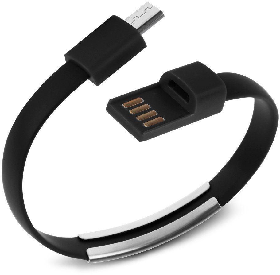 Bracelet Wrist USB Charging and Sync Cable Micro USB Black