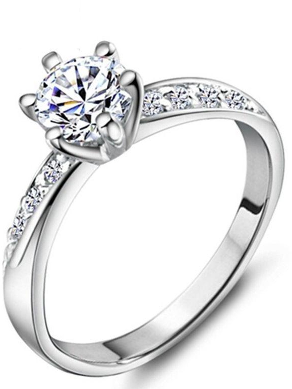 Wedding Crown Crystal Women Ring Size 8