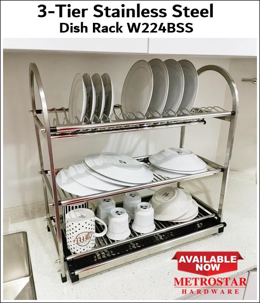Metrostarhardware 3-Tier Stainless Steel Dish Rack W224B.SS (Silver)