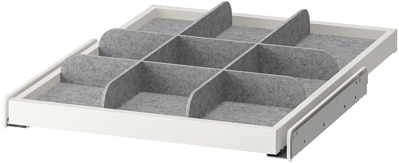 KOMPLEMENT Pull-out tray with divider - white/light grey 50x58 cm