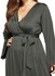 Wrap Style Belted Waist Dress Army Green