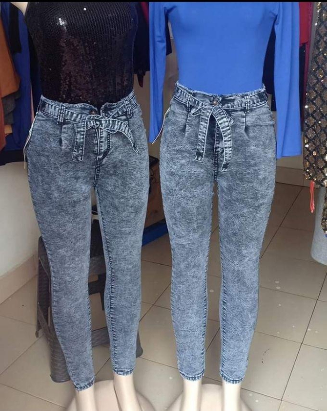 Fashion Dark Grey High Waist Jeans -Elastic Slim Fit Ladies Pants