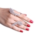 Trendy Stainless Steel & Crystals Hand Wide Multi-Finger Ring, CFJ020