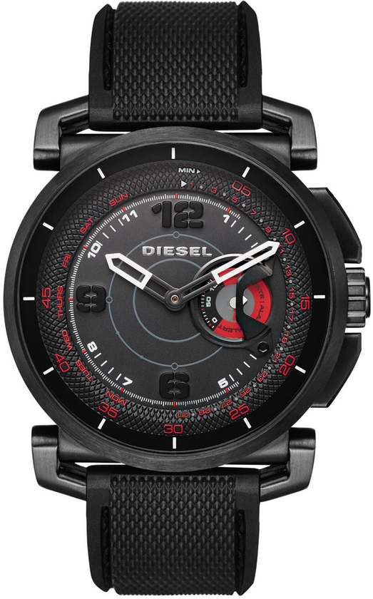 Diesel Men's Black Dial Sleeper Connected Silicone Strap Hybrid Smart Watch
