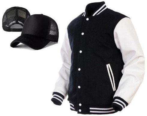 Baseball Cap & Varsity Jacket - Black & White