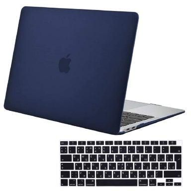 Plastic Hard Shell Case And UK Layout Russian Keyboard Cover For MacBook New Air 13 Inch Model A2337 M1 A2179 Retina Display Touch ID Release 2021/2020 Navy Blue