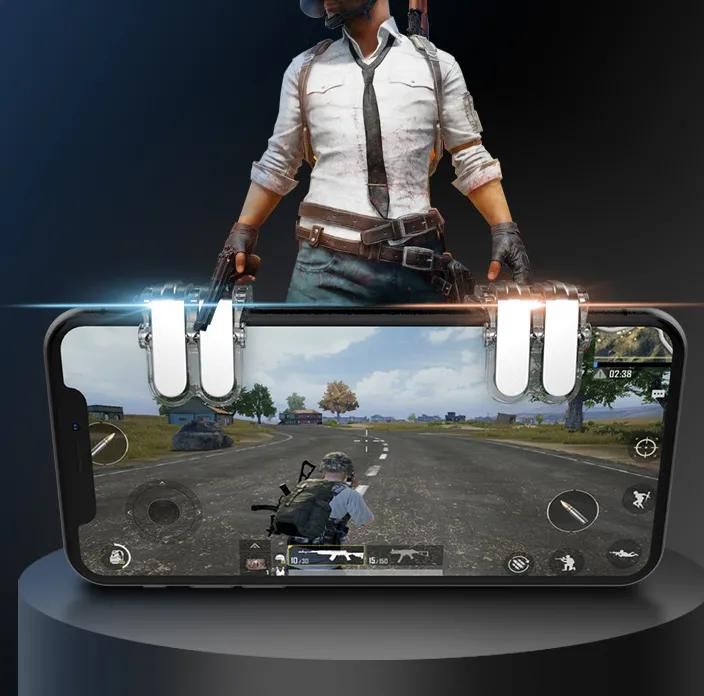Metal Smartphone Mobile Gaming Trigger For Pubg Mobile Gamepad Fire Aim Button L1R1 Key Shooter Pubg Controller Triggers a pair