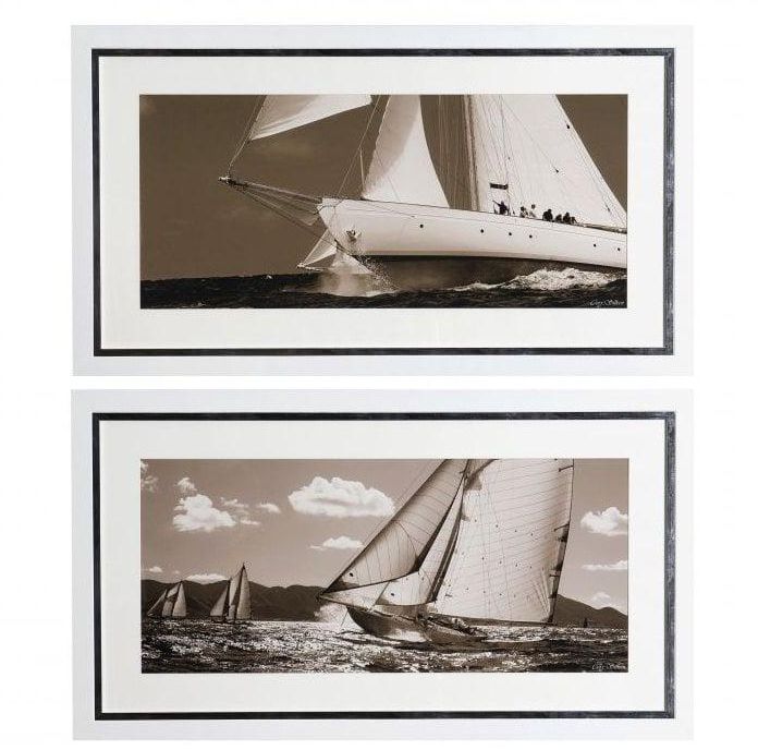 Eichholtz Prints Cory Silken set of 2, White Frame, Aluminium Edge, Clear Glass
