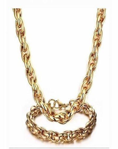 Necklace And Bracelet Combo Set - Gold