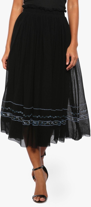 Black Mesh Maxi Skirt