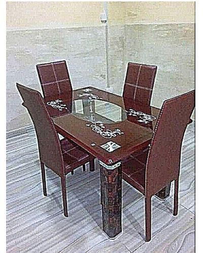 Quality Dinning Table With 4 Leather Chairs