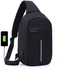 Fashion Crossbody Bags Anti-theft Notebook School Bag With USB Port - Black