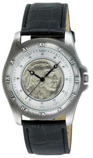 August Steiner Men's Silver/Gray Dial Leather Band Watch - CN002S