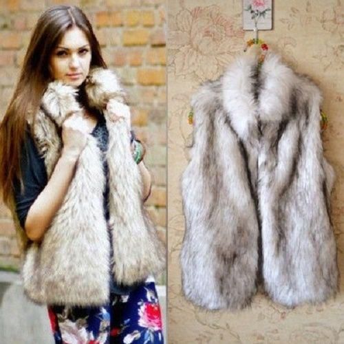 Generic SV009534_2 -New Women Fashion Solid Color Mixing Faux Fur Sleeveless Vest High Quality Coats & Jackets