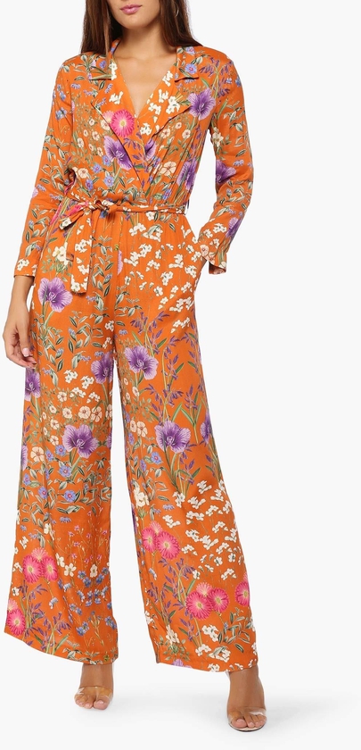 Orange Floral Wrap Jumpsuit